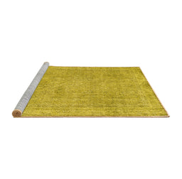 Sideview of Machine Washable Persian Yellow Traditional Rug, wshtr2448yw