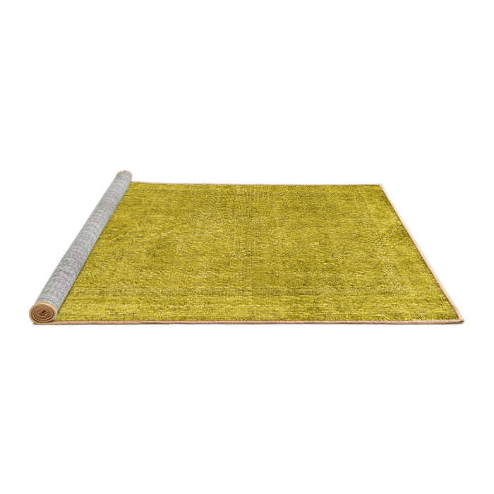 Sideview of Machine Washable Persian Yellow Traditional Rug, wshtr2448yw