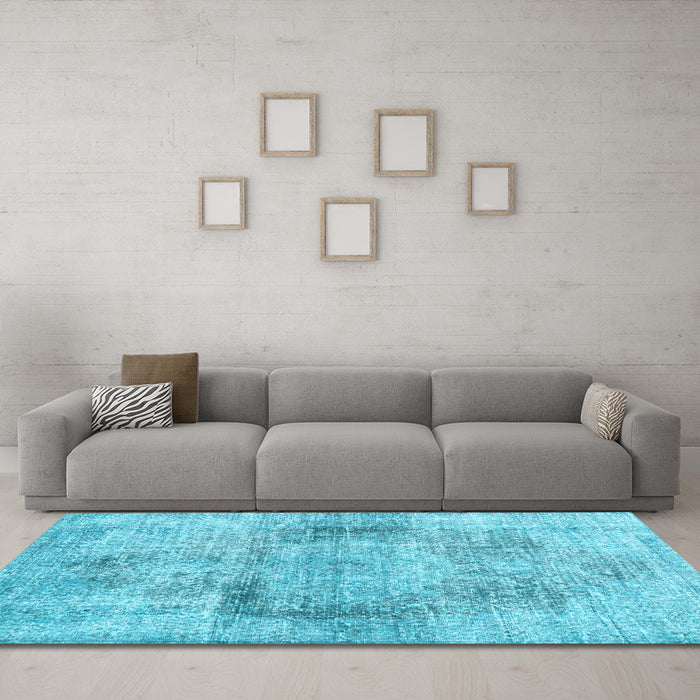 Machine Washable Persian Light Blue Traditional Rug in a Living Room, wshtr2449lblu