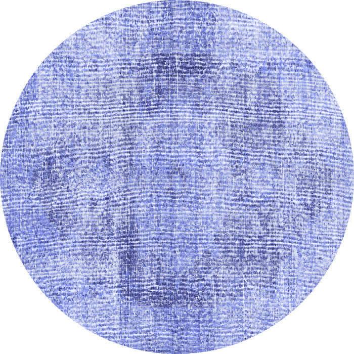 Round Machine Washable Persian Blue Traditional Rug, wshtr2449blu