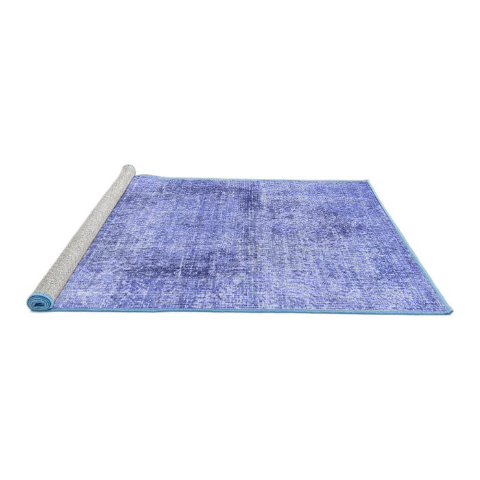 Sideview of Machine Washable Persian Blue Traditional Rug, wshtr2449blu