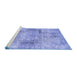 Sideview of Machine Washable Persian Blue Traditional Rug, wshtr2449blu