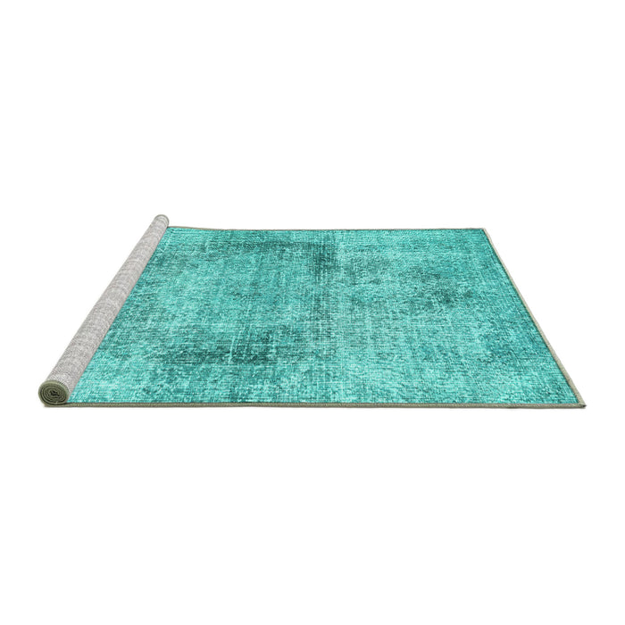 Sideview of Machine Washable Persian Turquoise Traditional Area Rugs, wshtr2449turq