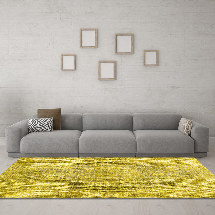 Machine Washable Persian Yellow Traditional Rug in a Living Room, wshtr2449yw