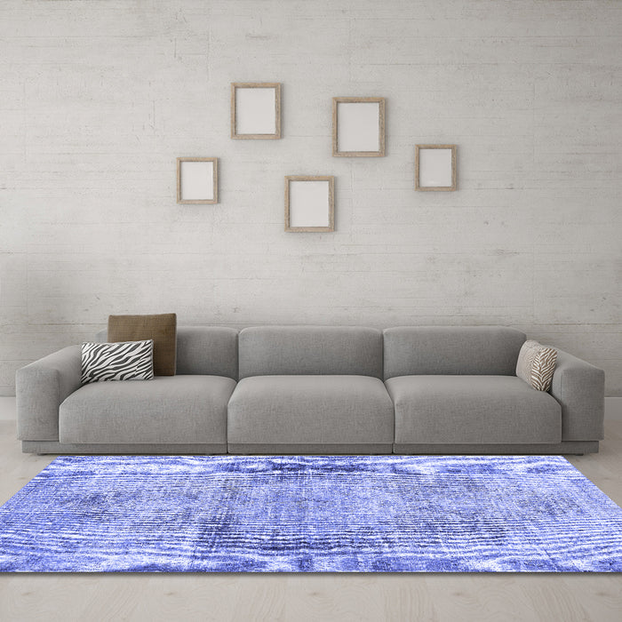 Machine Washable Persian Blue Traditional Rug in a Living Room, wshtr2449blu
