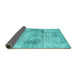 Sideview of Persian Turquoise Traditional Rug, tr2449turq