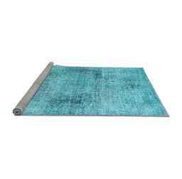 Sideview of Machine Washable Persian Light Blue Traditional Rug, wshtr2449lblu