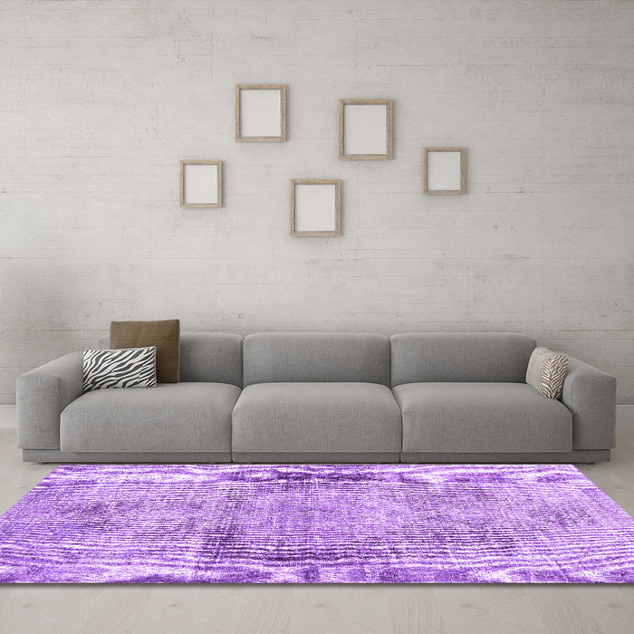 Machine Washable Persian Purple Traditional Area Rugs in a Living Room, wshtr2449pur
