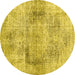 Round Persian Yellow Traditional Rug, tr2449yw