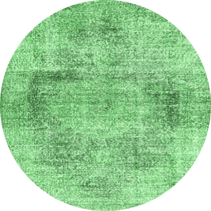 Round Machine Washable Persian Emerald Green Traditional Area Rugs, wshtr2449emgrn