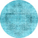 Round Persian Light Blue Traditional Rug, tr2449lblu