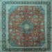 Square Medallion Light Blue Traditional Rug, tr244lblu