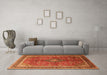 Machine Washable Medallion Orange Traditional Area Rugs in a Living Room, wshtr244org