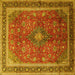 Square Medallion Yellow Traditional Rug, tr244yw