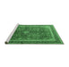 Sideview of Machine Washable Medallion Emerald Green Traditional Area Rugs, wshtr244emgrn