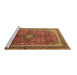 Sideview of Machine Washable Medallion Brown Traditional Rug, wshtr244brn