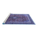 Sideview of Machine Washable Medallion Blue Traditional Rug, wshtr244blu