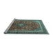 Sideview of Machine Washable Medallion Light Blue Traditional Rug, wshtr244lblu