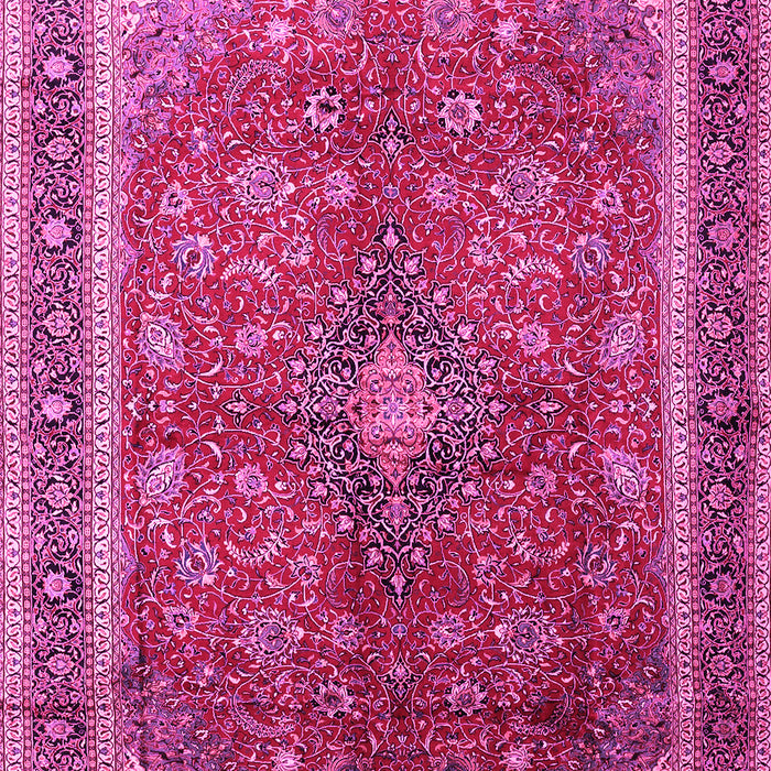 Machine Washable Medallion Pink Traditional Rug, wshtr244pnk