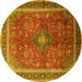 Round Medallion Yellow Traditional Rug, tr244yw