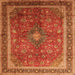 Serging Thickness of Medallion Orange Traditional Rug, tr244org