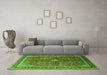 Machine Washable Medallion Green Traditional Area Rugs in a Living Room,, wshtr244grn