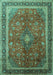 Machine Washable Medallion Turquoise Traditional Area Rugs, wshtr244turq