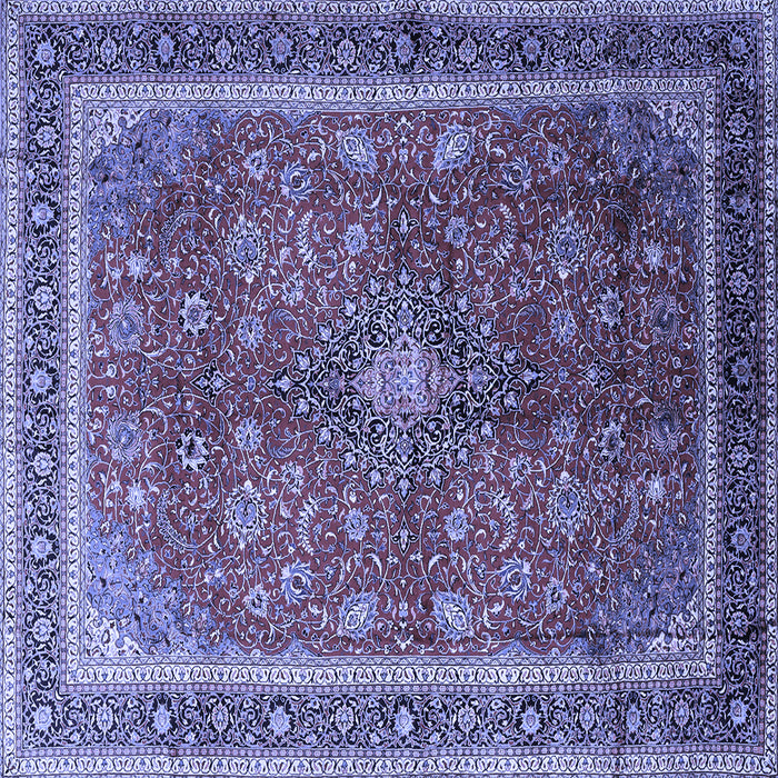 Square Machine Washable Medallion Blue Traditional Rug, wshtr244blu