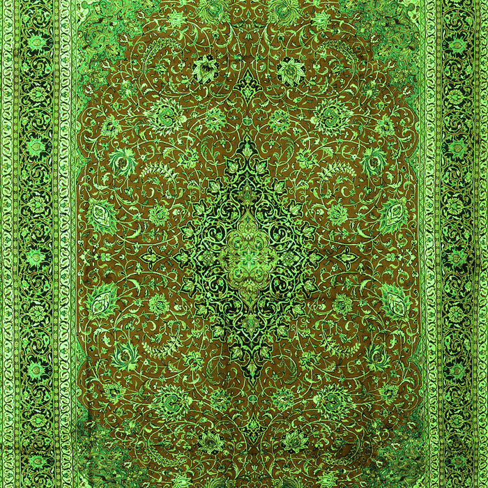 Serging Thickness of Machine Washable Medallion Green Traditional Area Rugs, wshtr244grn