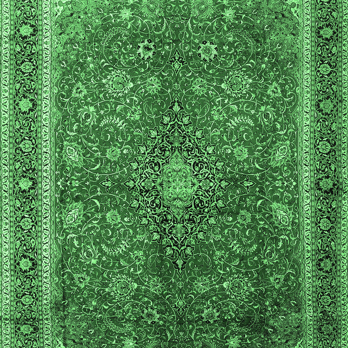 Machine Washable Medallion Emerald Green Traditional Area Rugs, wshtr244emgrn