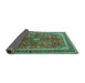 Sideview of Medallion Turquoise Traditional Rug, tr244turq