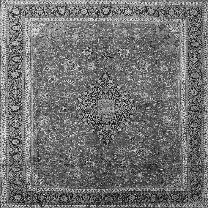Round Machine Washable Medallion Gray Traditional Rug, wshtr244gry