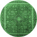 Round Medallion Emerald Green Traditional Rug, tr244emgrn