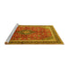 Sideview of Machine Washable Medallion Yellow Traditional Rug, wshtr244yw