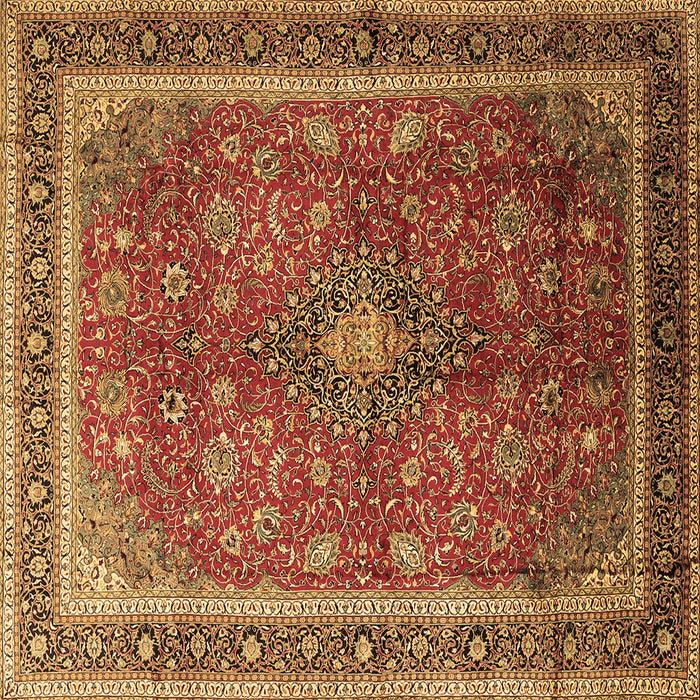 Square Machine Washable Medallion Brown Traditional Rug, wshtr244brn