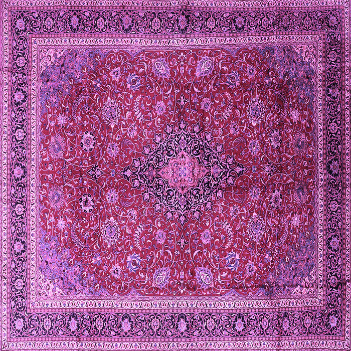 Square Machine Washable Medallion Purple Traditional Area Rugs, wshtr244pur