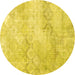 Round Machine Washable Persian Yellow Traditional Rug, wshtr2450yw