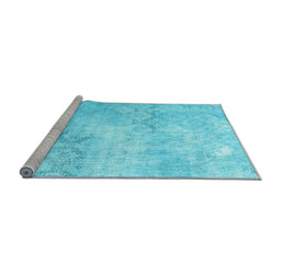 Sideview of Machine Washable Persian Light Blue Traditional Rug, wshtr2450lblu