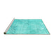 Sideview of Machine Washable Persian Turquoise Traditional Area Rugs, wshtr2450turq