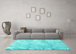 Machine Washable Persian Turquoise Traditional Area Rugs in a Living Room,, wshtr2450turq