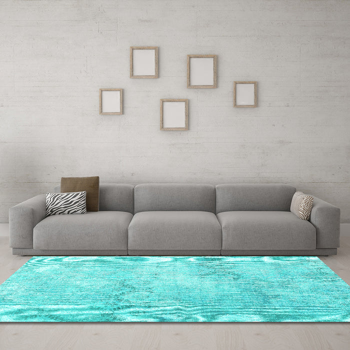 Machine Washable Persian Turquoise Traditional Area Rugs in a Living Room,, wshtr2450turq