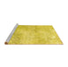 Sideview of Machine Washable Persian Yellow Traditional Rug, wshtr2450yw