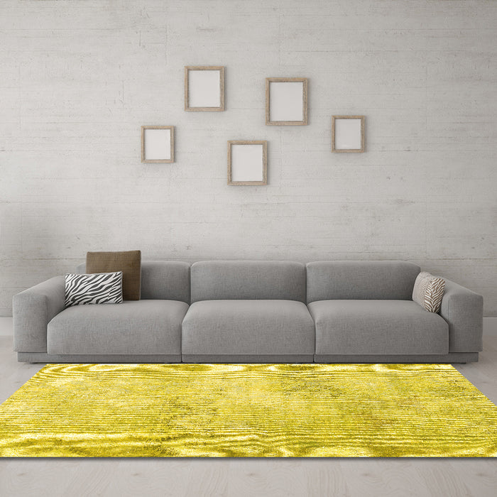 Machine Washable Persian Yellow Traditional Rug in a Living Room, wshtr2450yw