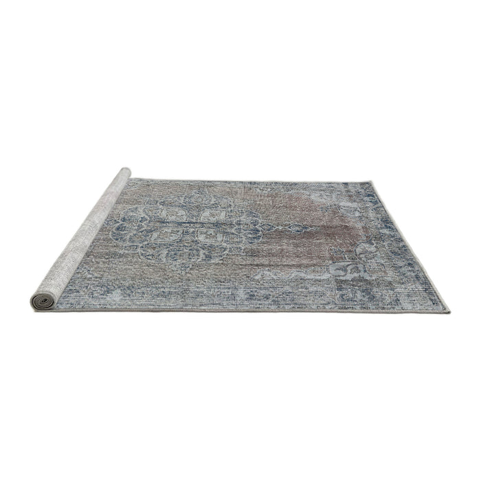 Sideview of Machine Washable Traditional Grey Gray Rug, wshtr2451