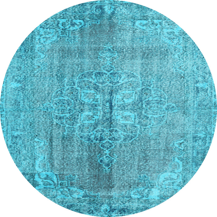 Round Machine Washable Persian Light Blue Traditional Rug, wshtr2451lblu