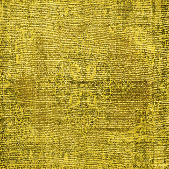 Square Machine Washable Persian Yellow Traditional Rug, wshtr2451yw