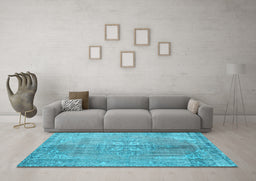 Machine Washable Persian Light Blue Traditional Rug in a Living Room, wshtr2451lblu