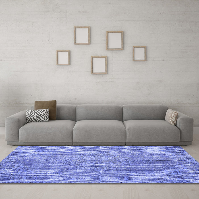 Machine Washable Persian Blue Traditional Rug in a Living Room, wshtr2451blu