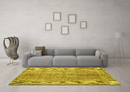 Machine Washable Persian Yellow Traditional Rug in a Living Room, wshtr2451yw