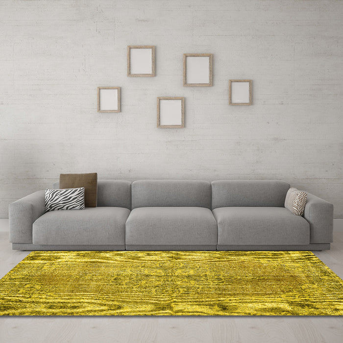 Machine Washable Persian Yellow Traditional Rug in a Living Room, wshtr2451yw